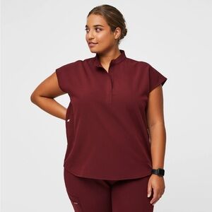 Figs Burgundy Rafaela Scrub Top